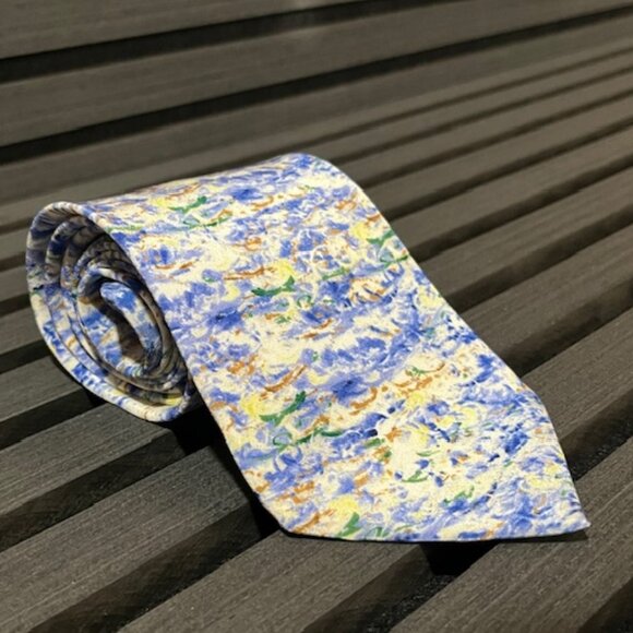 Two Claude Monet in Normandy Silk Neckties Water Breaking Water Lilies Gift Idea - Picture 8 of 13